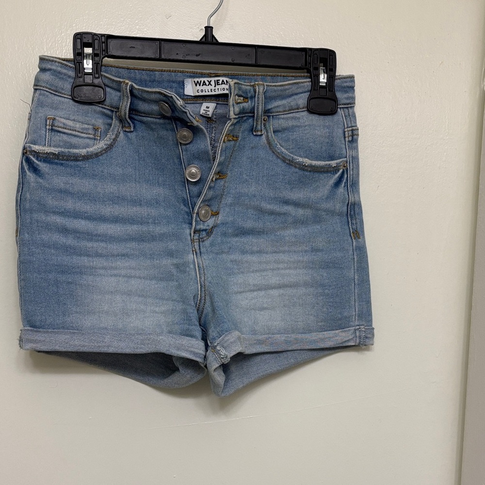 Wax Jean Light Blue Button-Up Denim Shorts